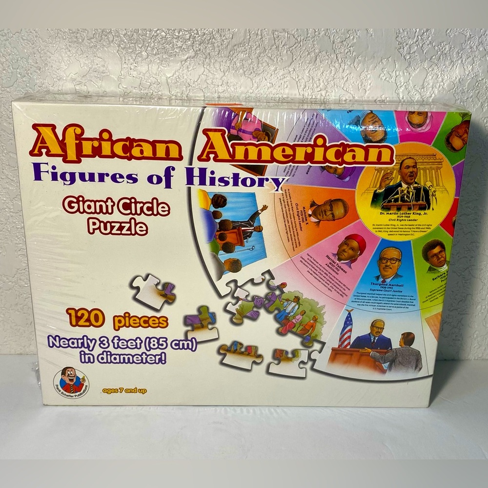 African American Figures Of History Giant Circle Puzzle Civil Rights Vintage NEW